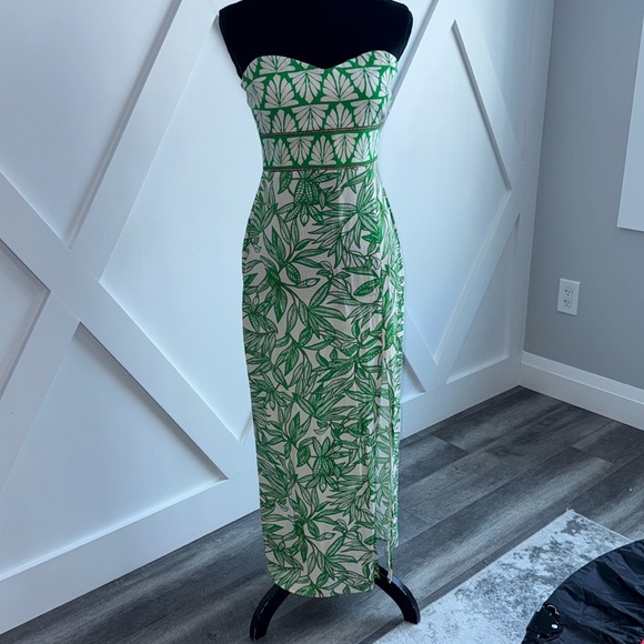 Zara Dresses & Skirts - NWT ZARA strapless green floral slit maxi dress
